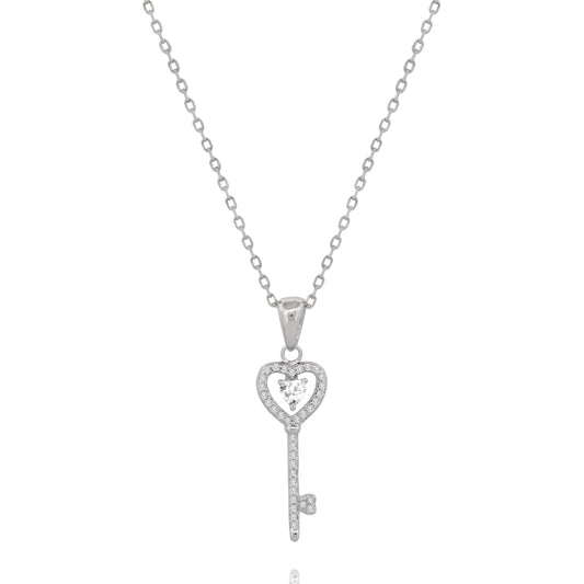 Silver Key Pendant Necklace