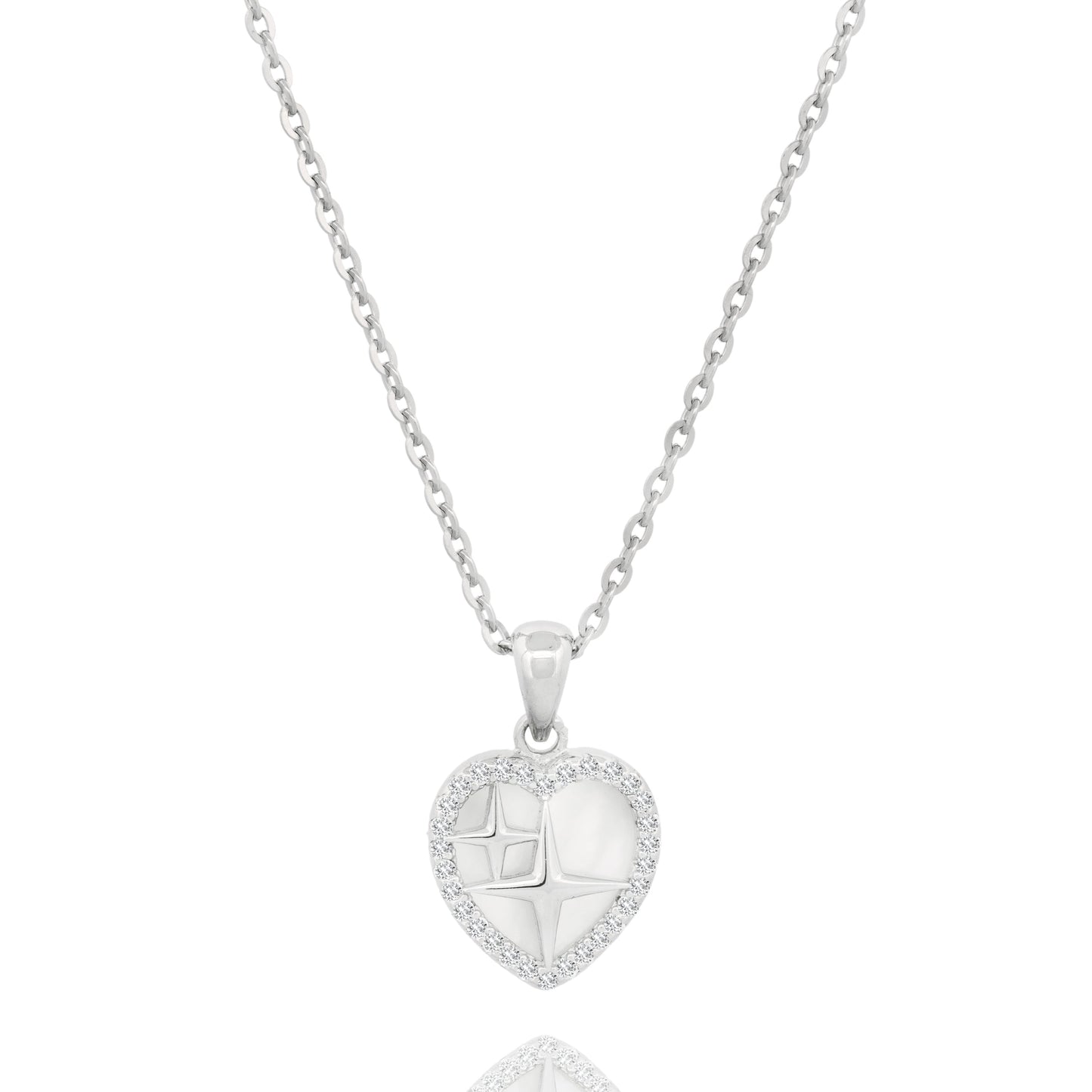 Silver Sparkle Heart Necklace