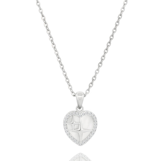 Silver Sparkle Heart Necklace