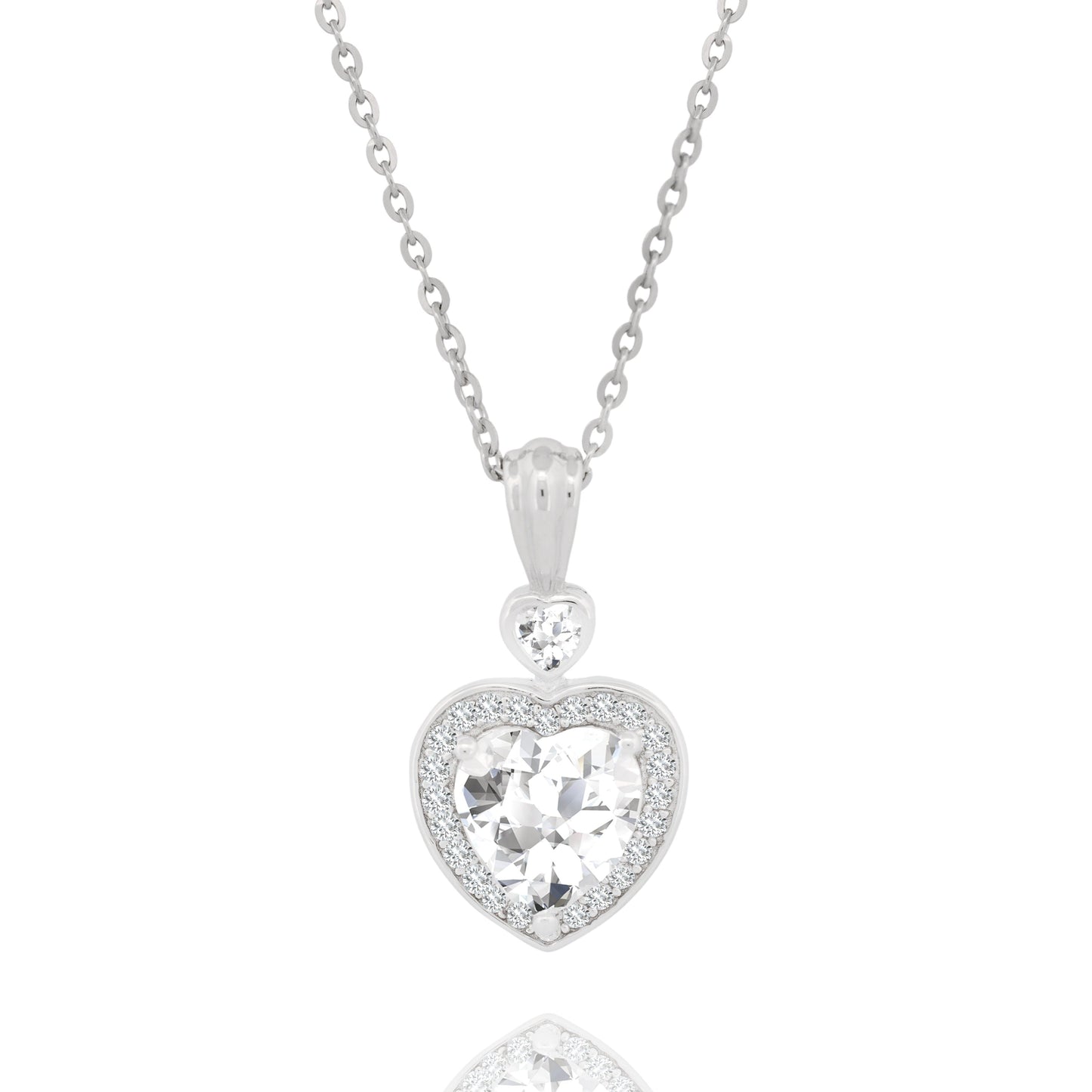 Silver Cubic Zirconia Heart Necklace