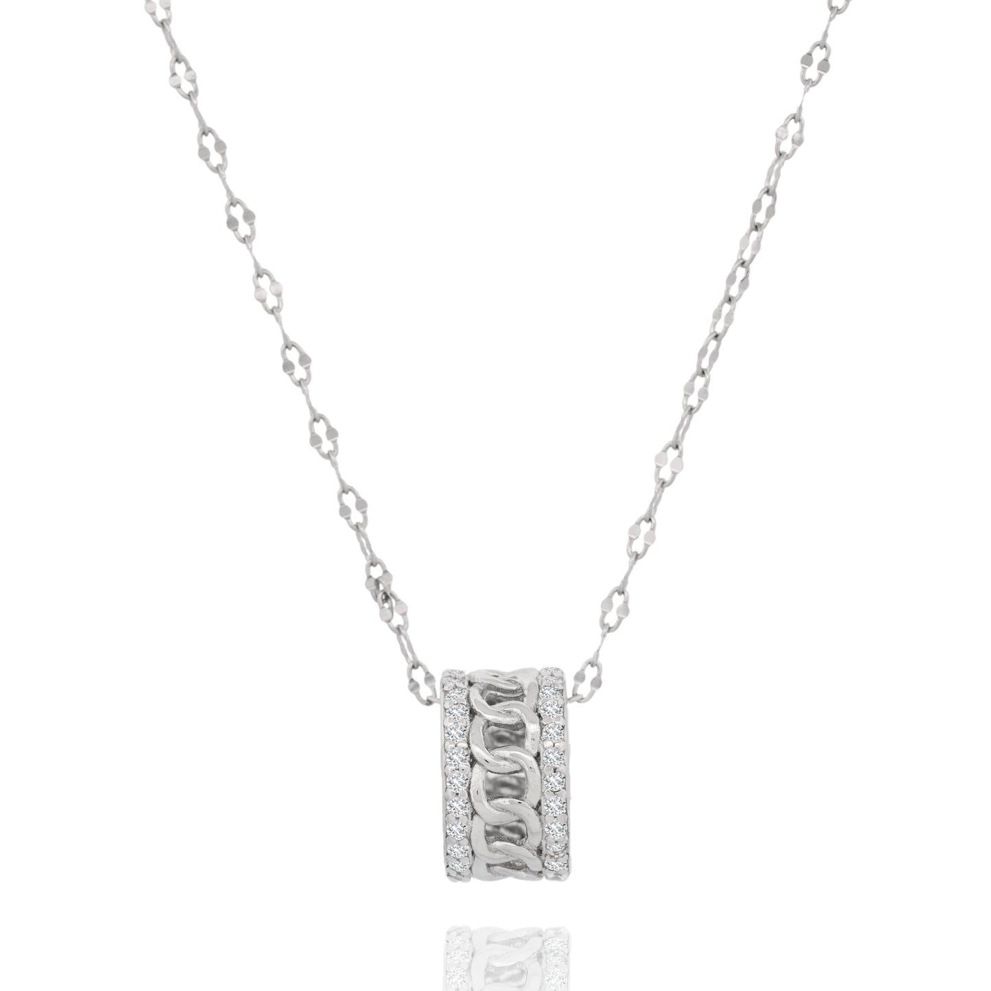 Silver Chain Circle Necklace