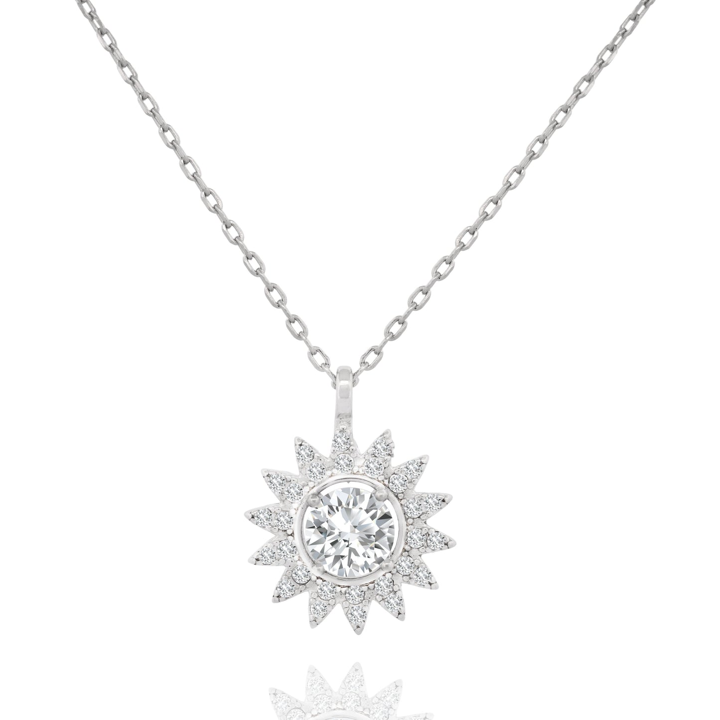 Silver Sparkle Flower Necklace