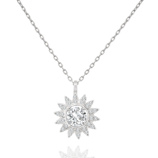 Silver Sparkle Flower Necklace