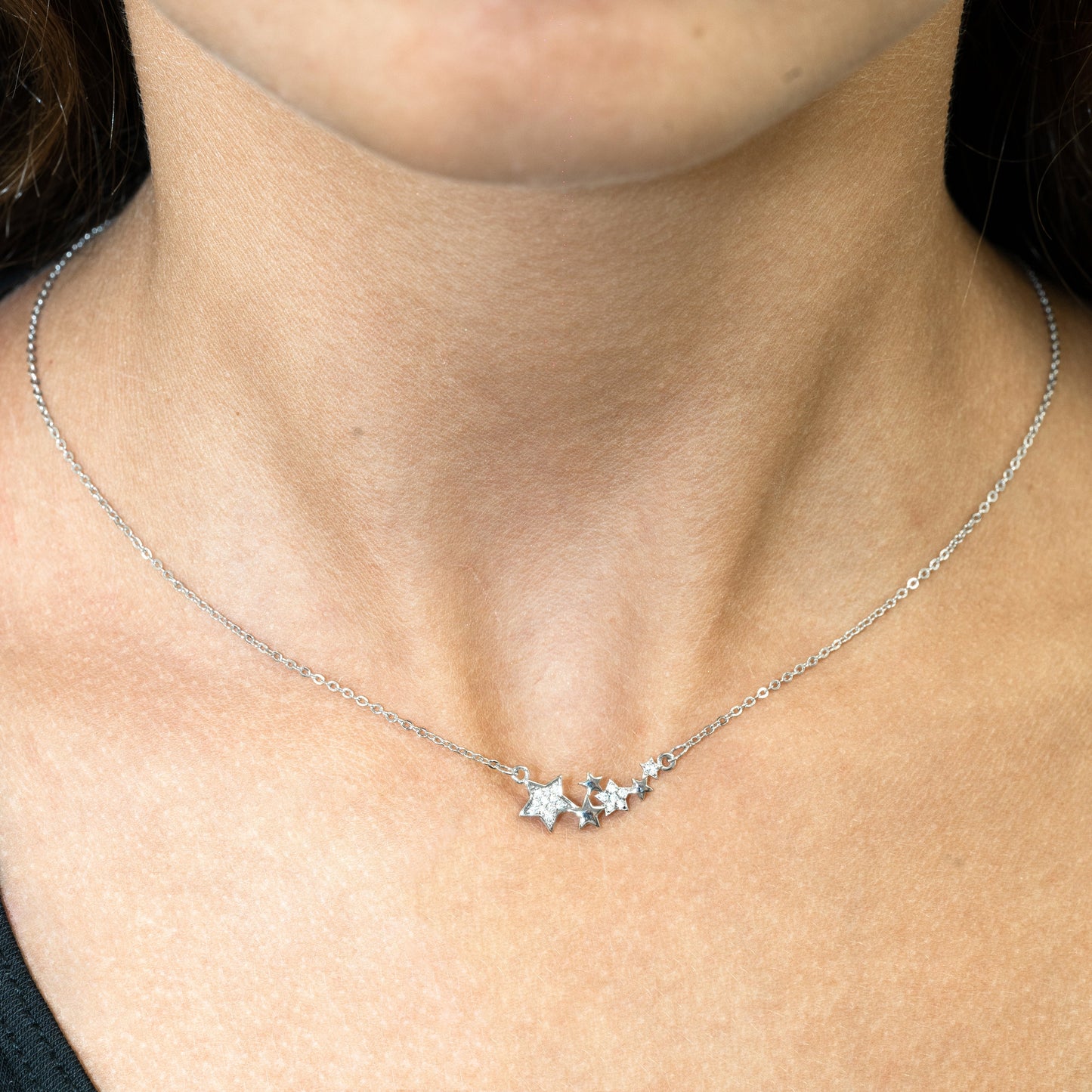 Silver Cubic zirconia Star Necklace