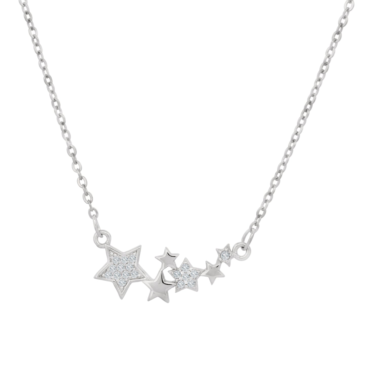 Silver Cubic zirconia Star Necklace