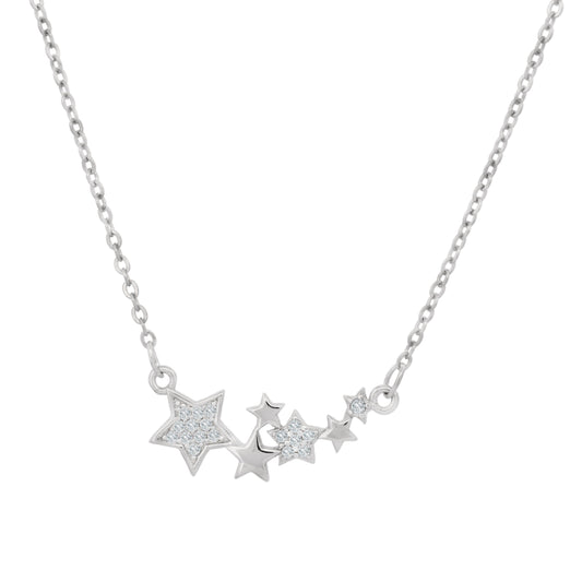Silver Cubic zirconia Star Necklace