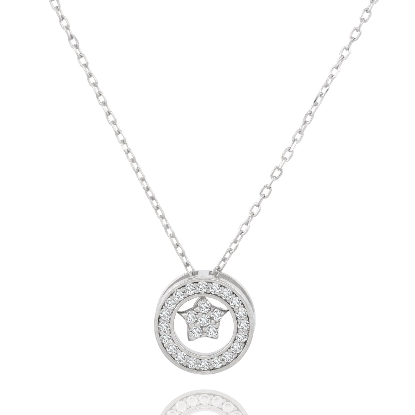 Silver Circle Star Necklace