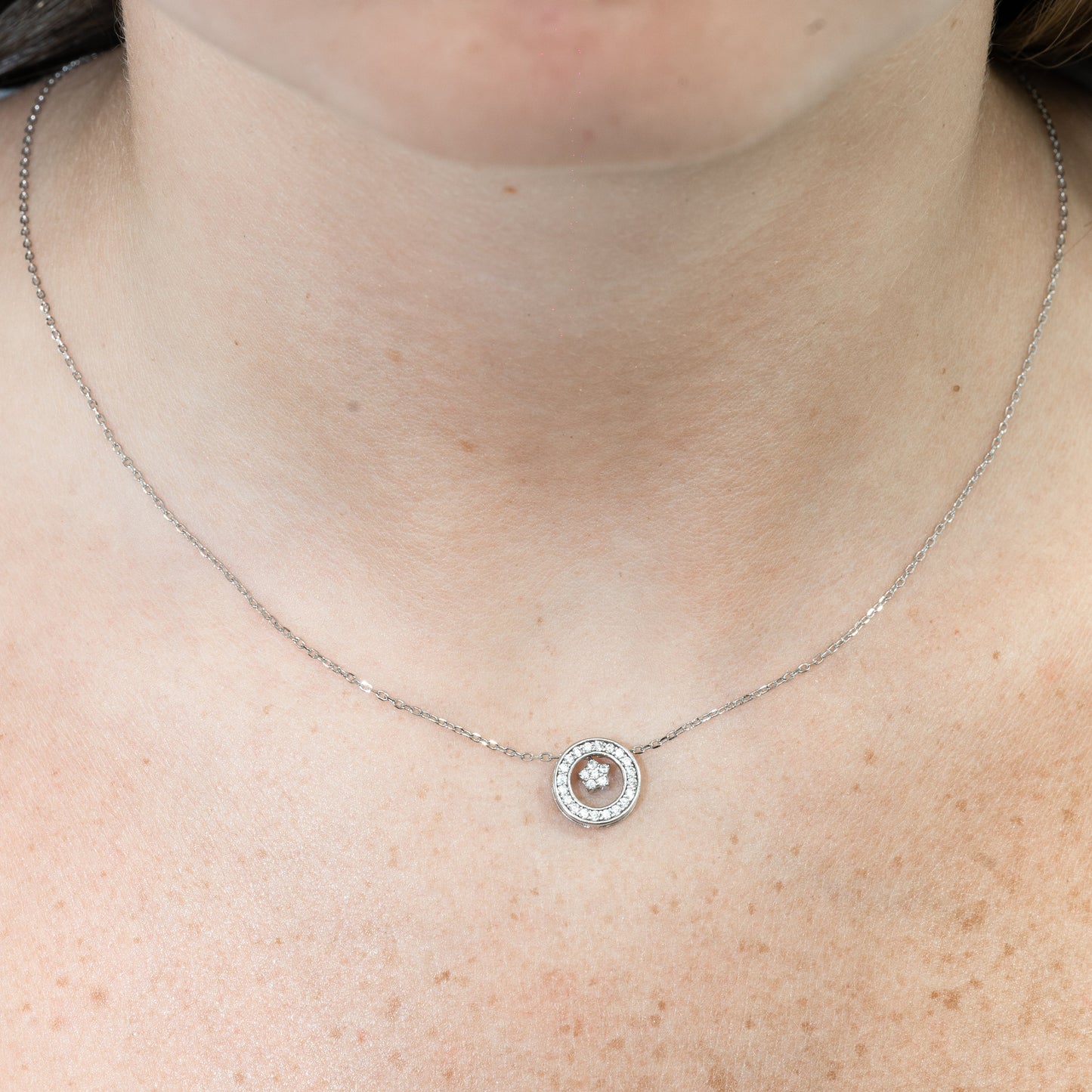 Silver Circle Star Necklace