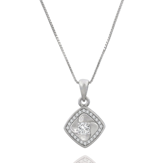 Silver cubic Zirconia Pendant Necklace