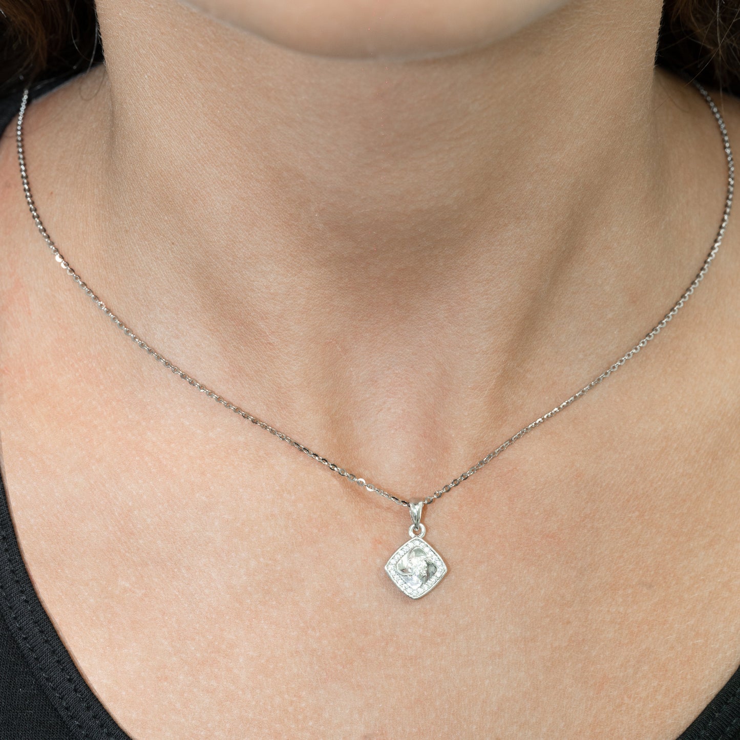 Silver cubic Zirconia Pendant Necklace