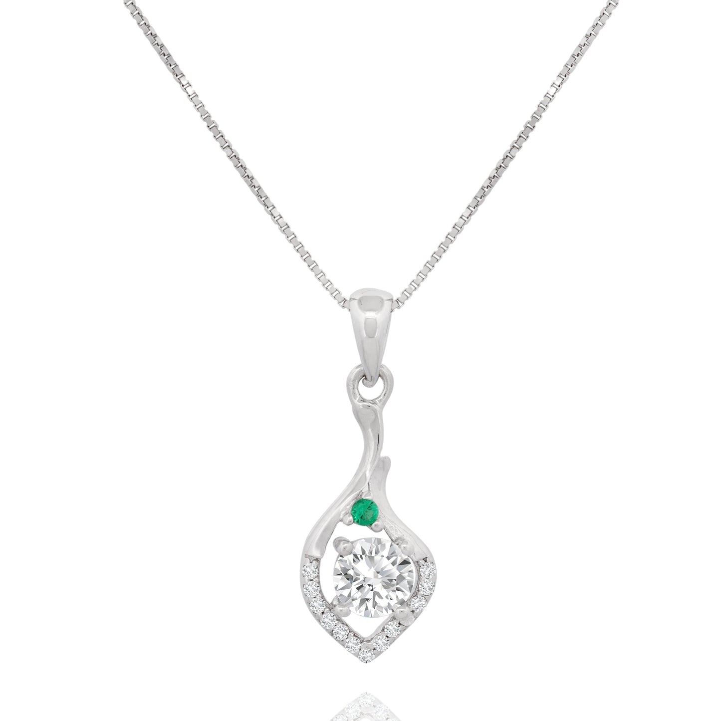Silver Green Crystal Cubic Zirconia Necklace