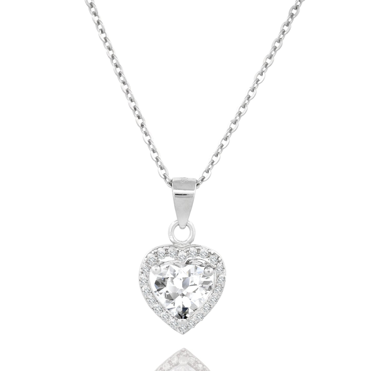 Silver Sparkle Cubic Zirconia Heart Neacklace