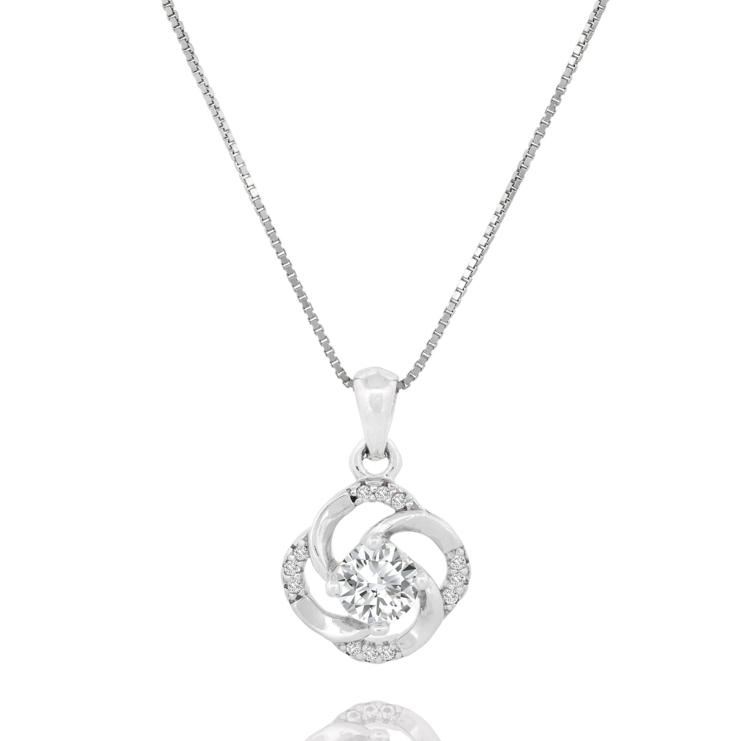Silver Crystal Spiral Pendant Necklace