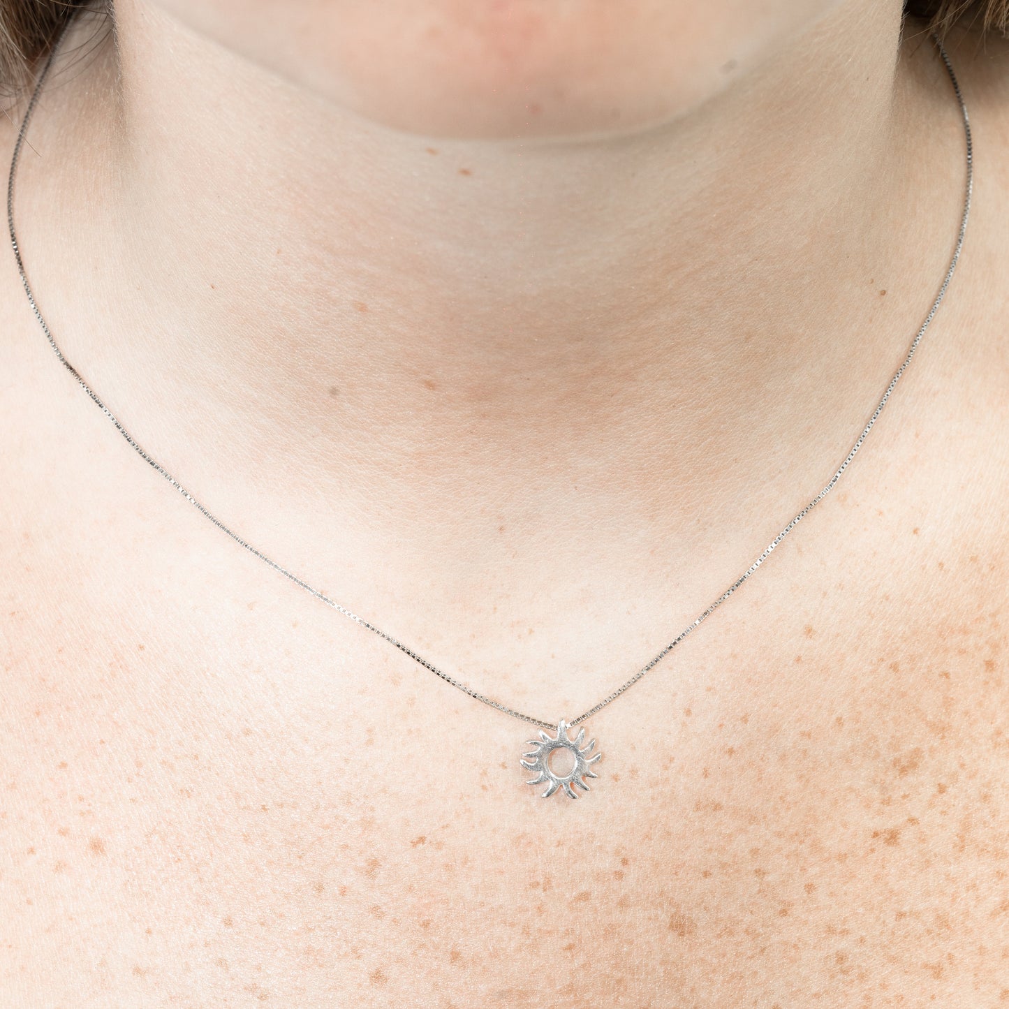 Silver Celestial Sun Pendant Necklace
