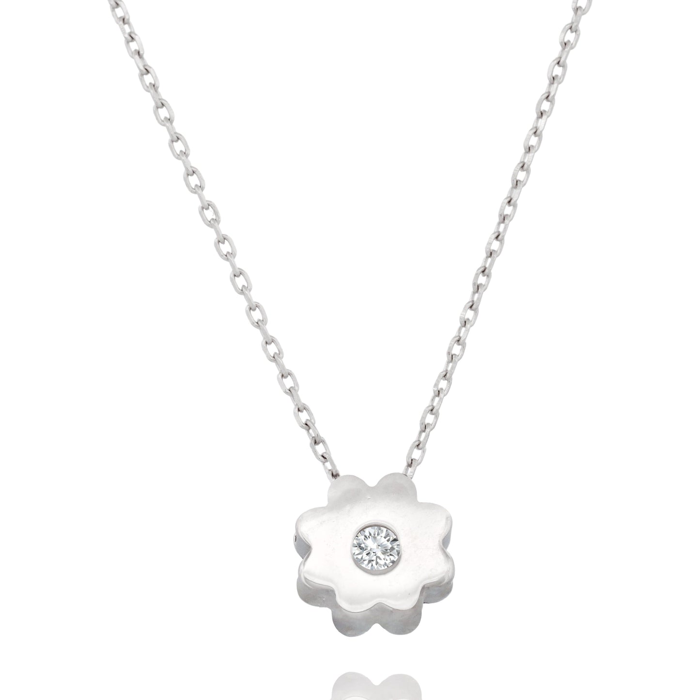 Silver Minimalist Flower Pendant Necklace