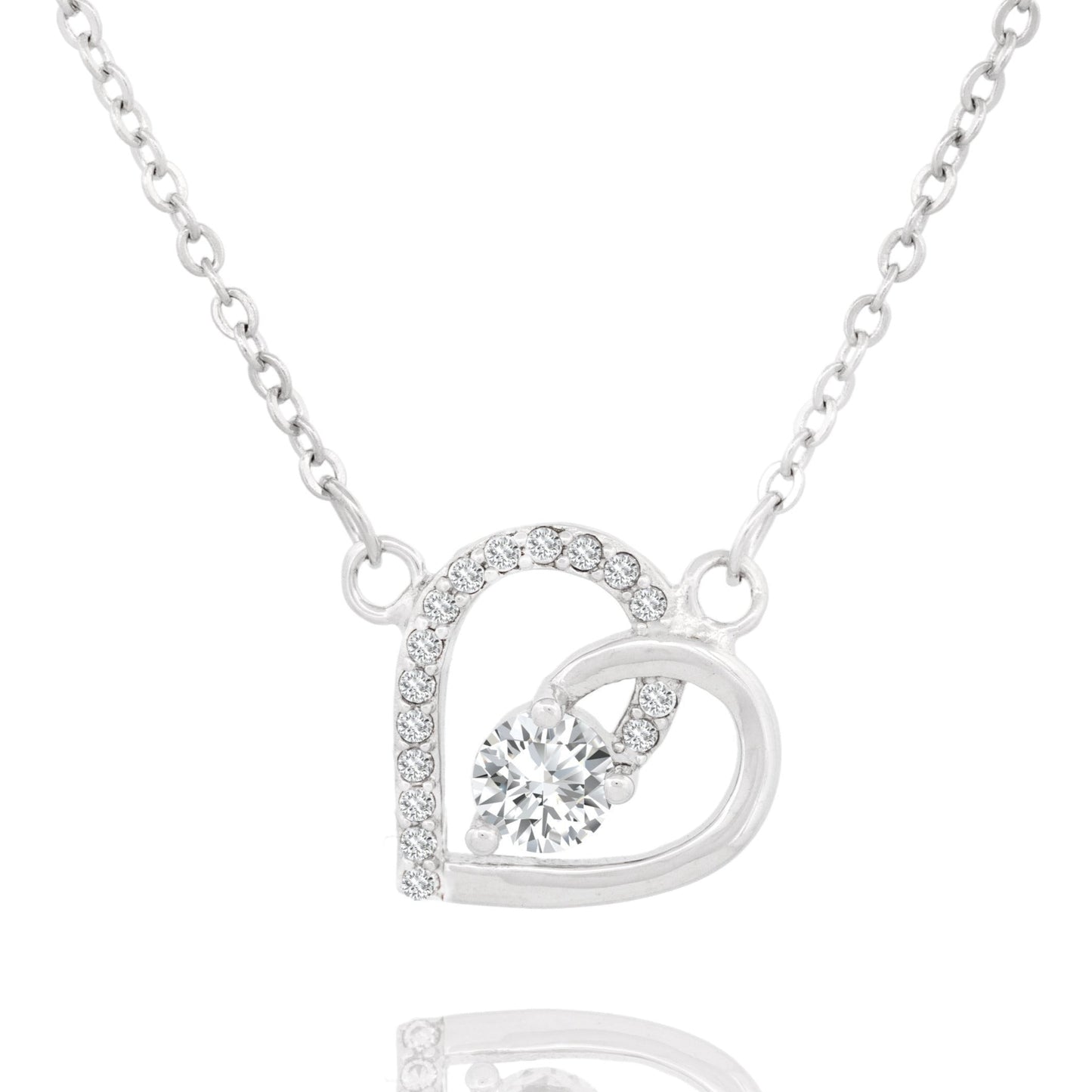Silver Whispering Heart Pendant Necklace