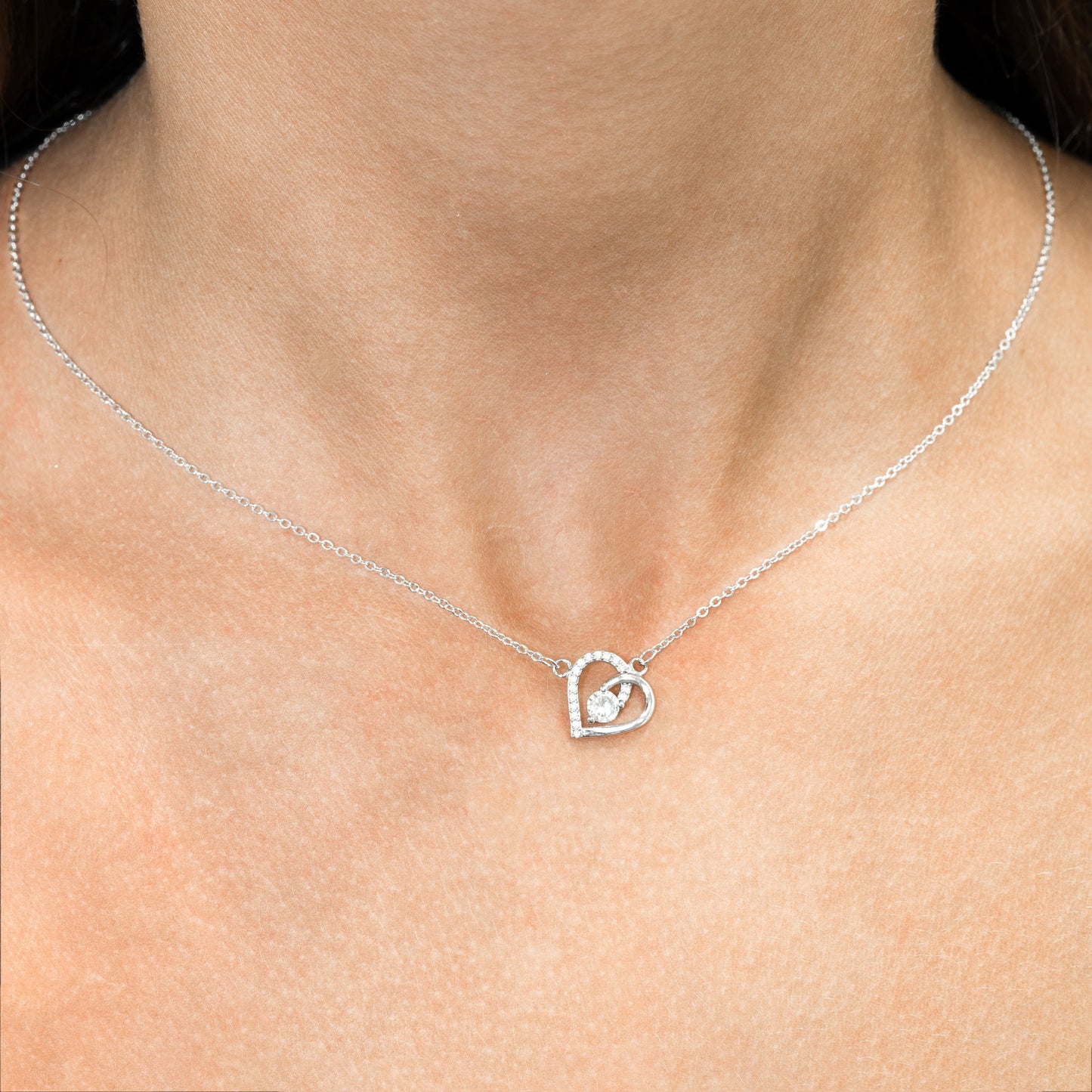 Silver Whispering Heart Pendant Necklace