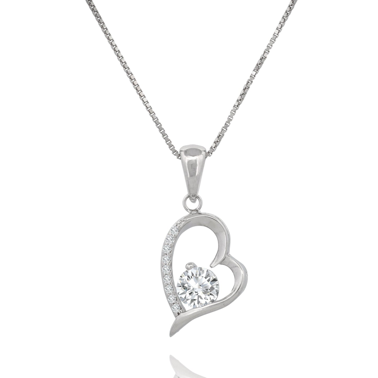 Elegant Sterling Silver Open Heart Pendant Necklace