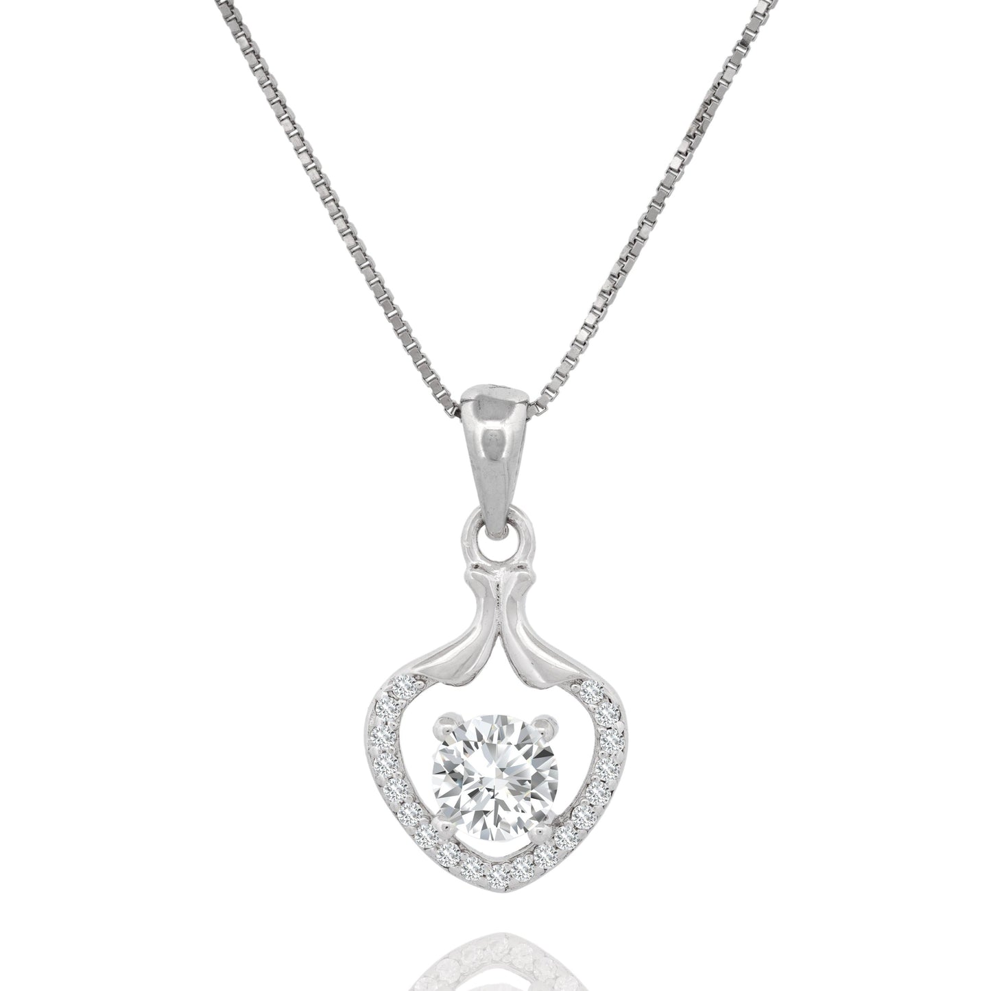 Silver Sparkling Teardrop Pendant Necklace