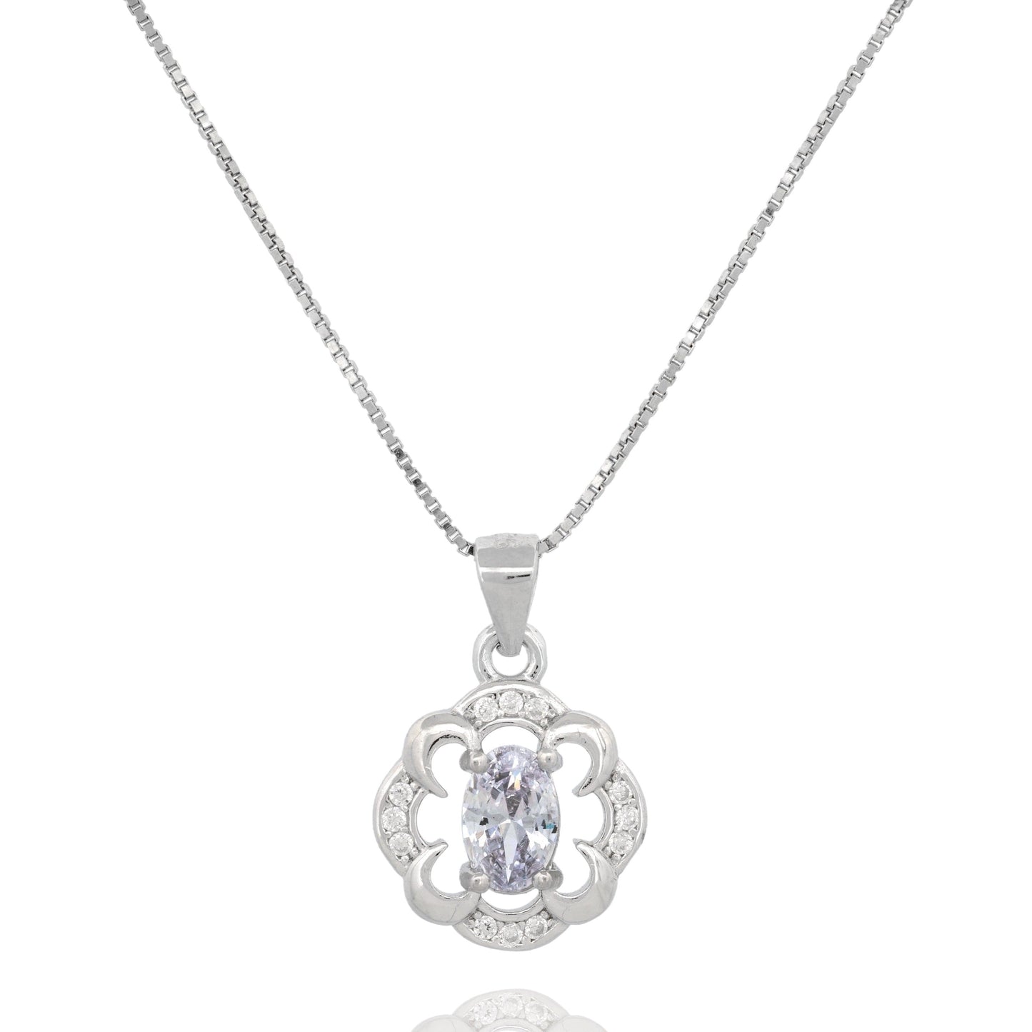 Elegant Sterling Silver Floral Pendant Necklace