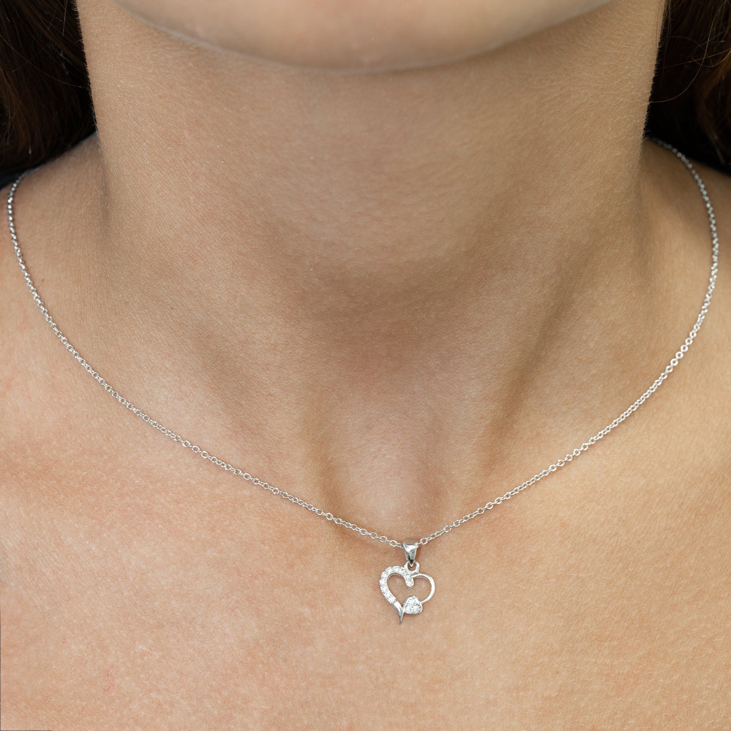 Silver Heartfelt Connection Pendant Necklace