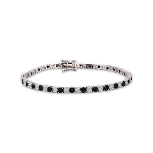 3mm Black And Silver Tennis Bracelet