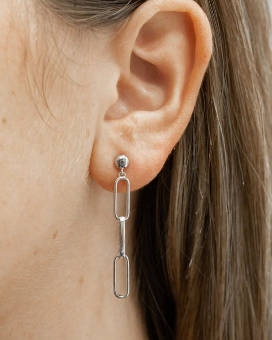 Sterling Silver Linked Chain Drop Earrings