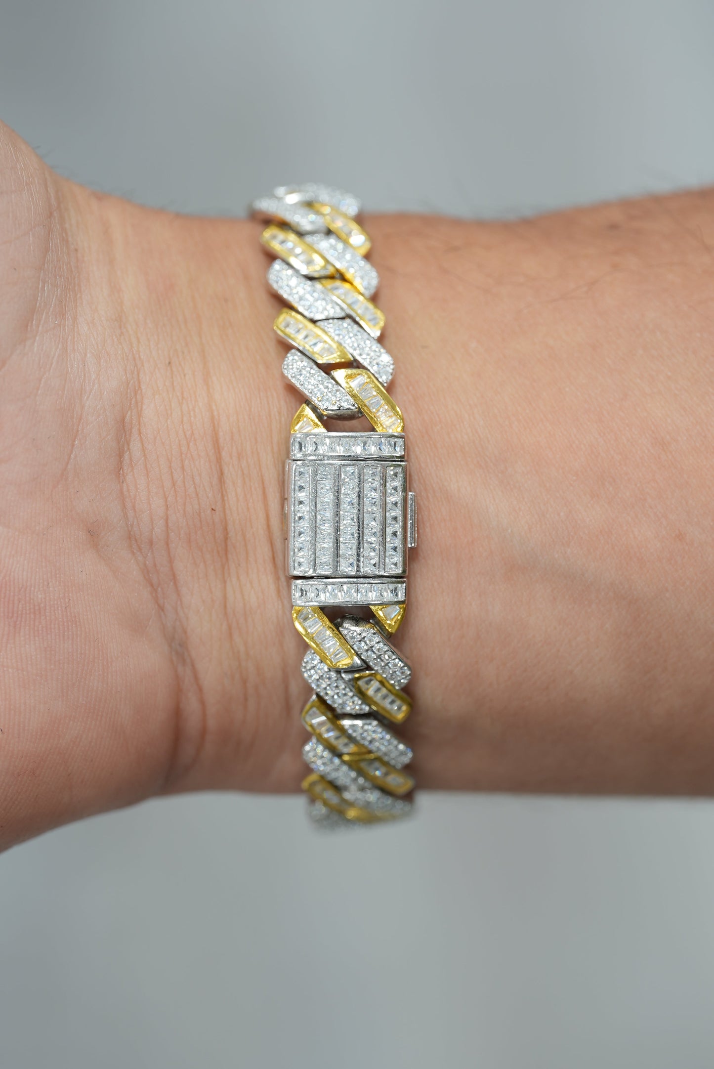 Sterling Silver 12mm Two-Tone Cuban Link Bracelet
