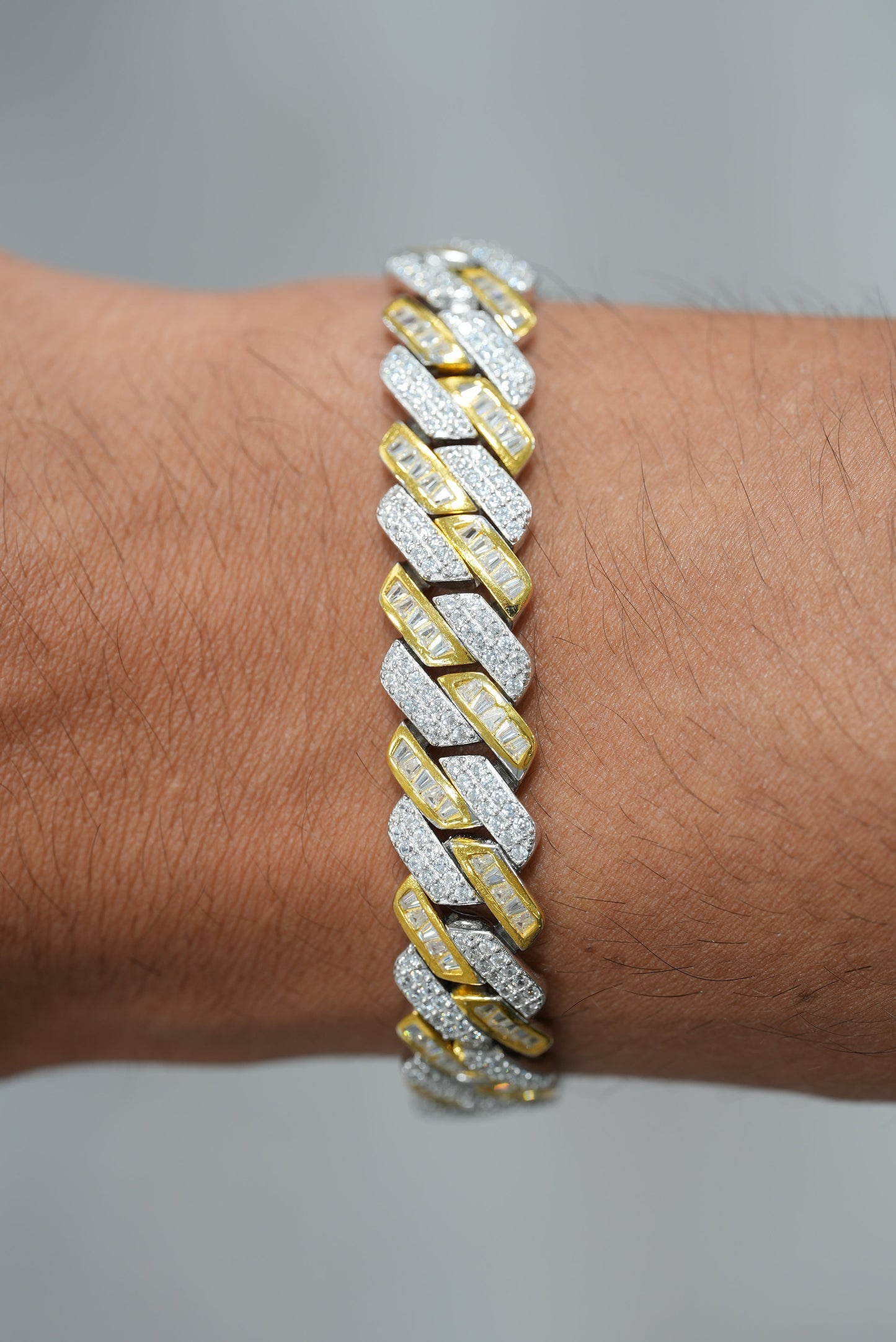 Sterling Silver 12mm Two-Tone Cuban Link Bracelet