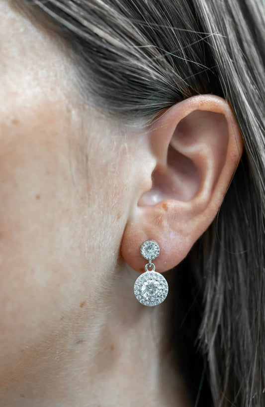 Sterling Silver Round Drop Earrings