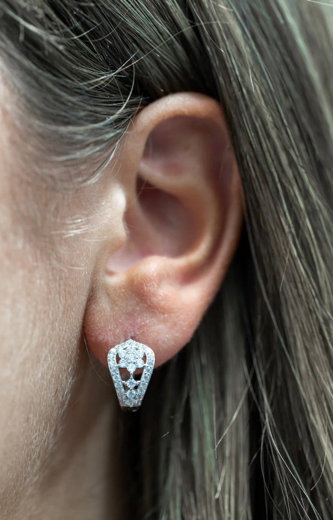 Sterling Silver 925 Filigree Cubic Zirconia Earrings