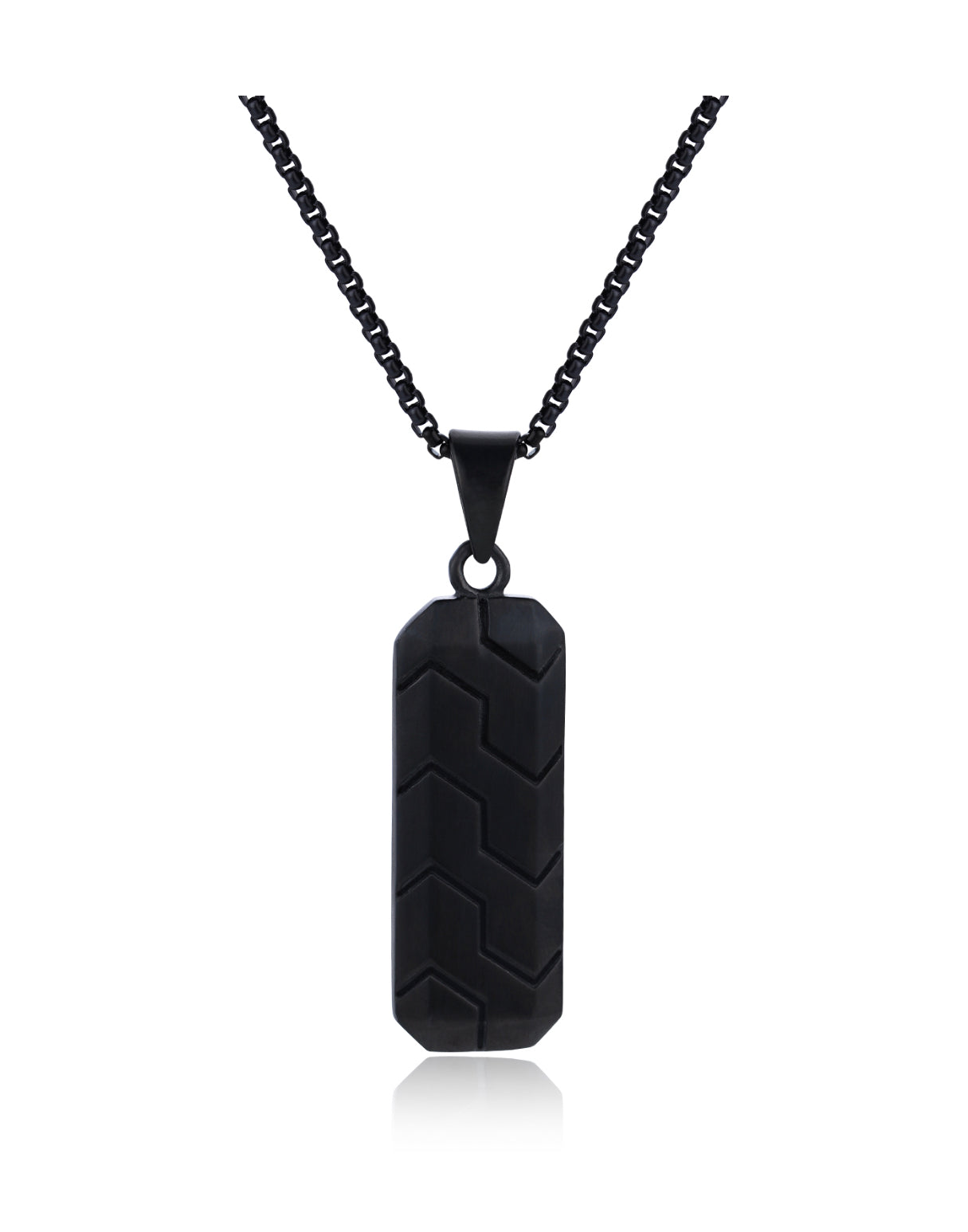 Edgy Black Dog Tag Pendant Necklace