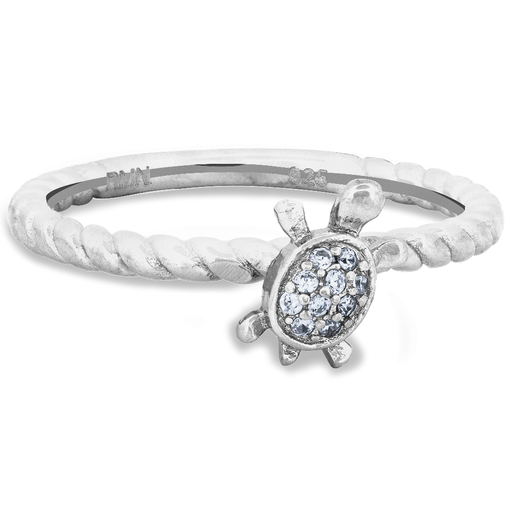 Sterling Silver CZ Turtle Ring