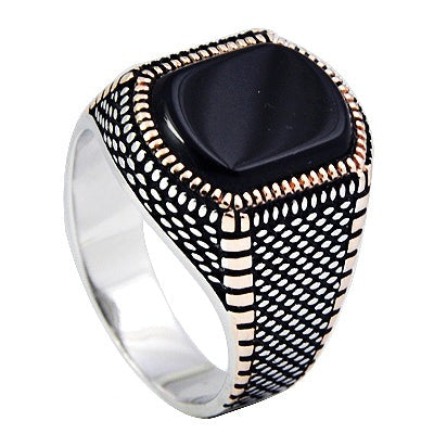 Sterling Silver Black Onyx Signet Ring