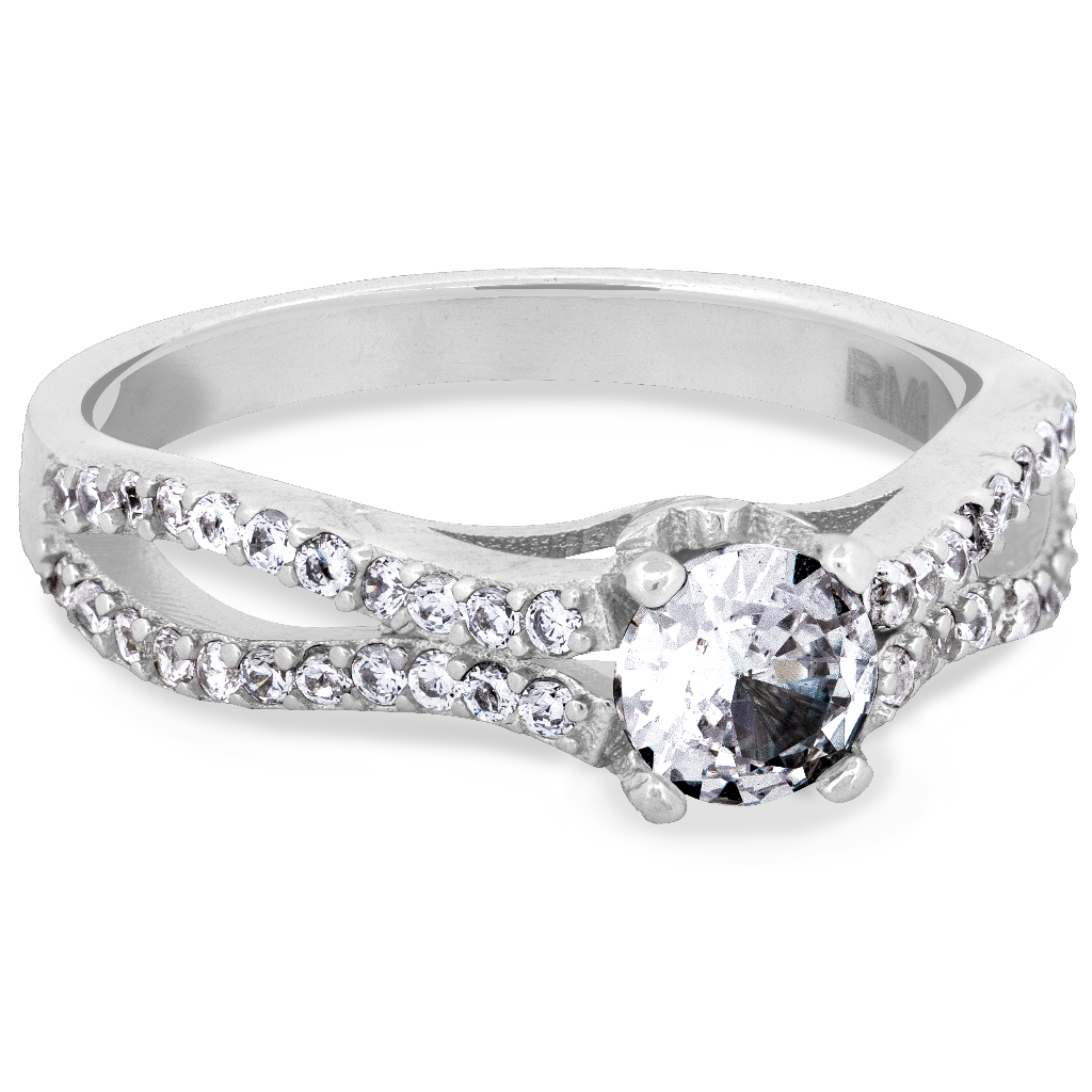 Sterling silver Split Shank CZ Ring