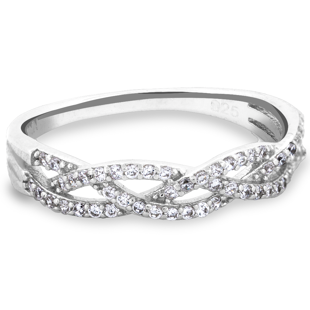 Sterling Silver Braided CZ Ring