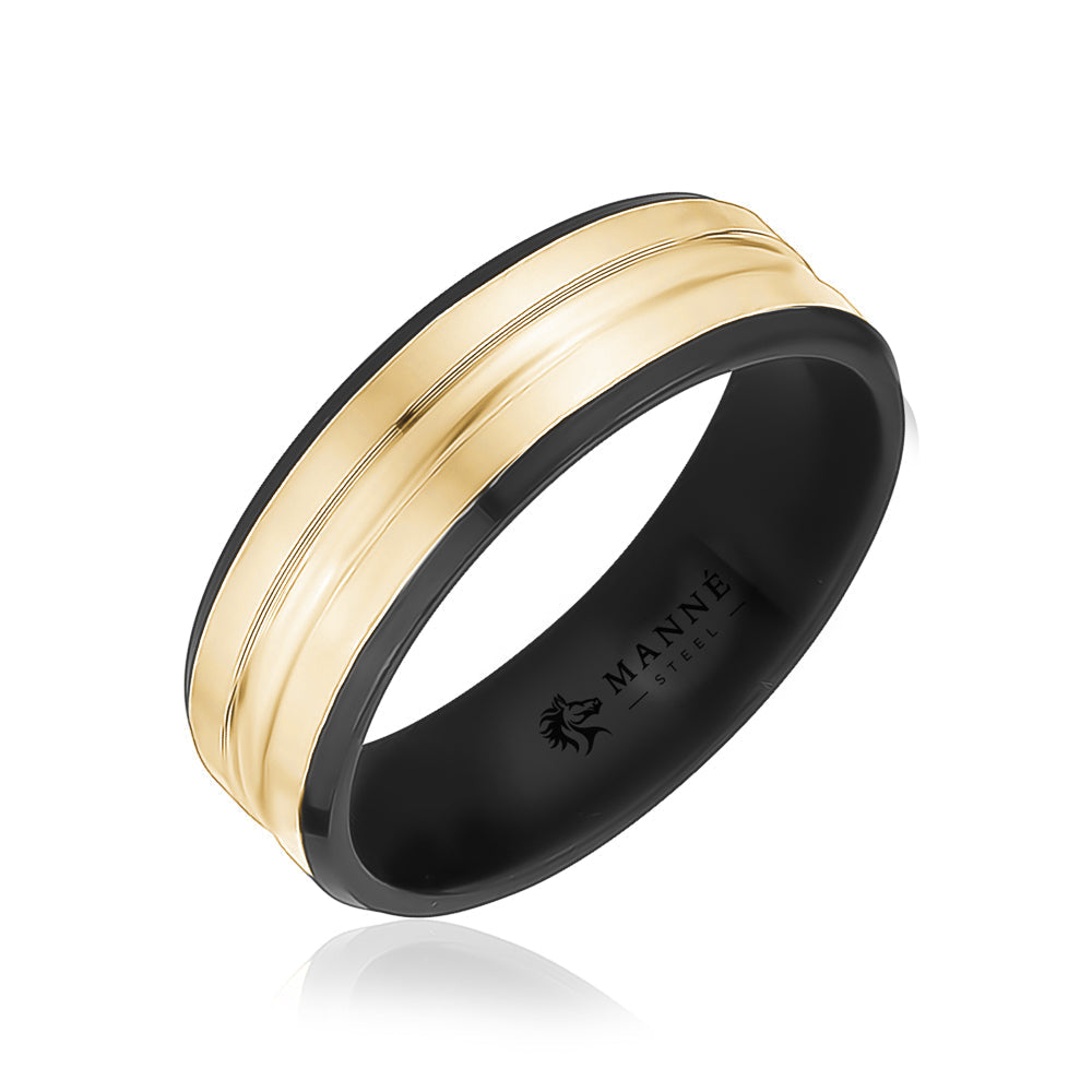 Gold Stainless Steel Band with Black Bevels
