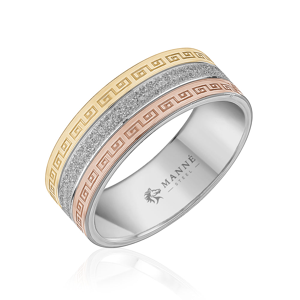 Tricolour Stainless Steel Band Ring
