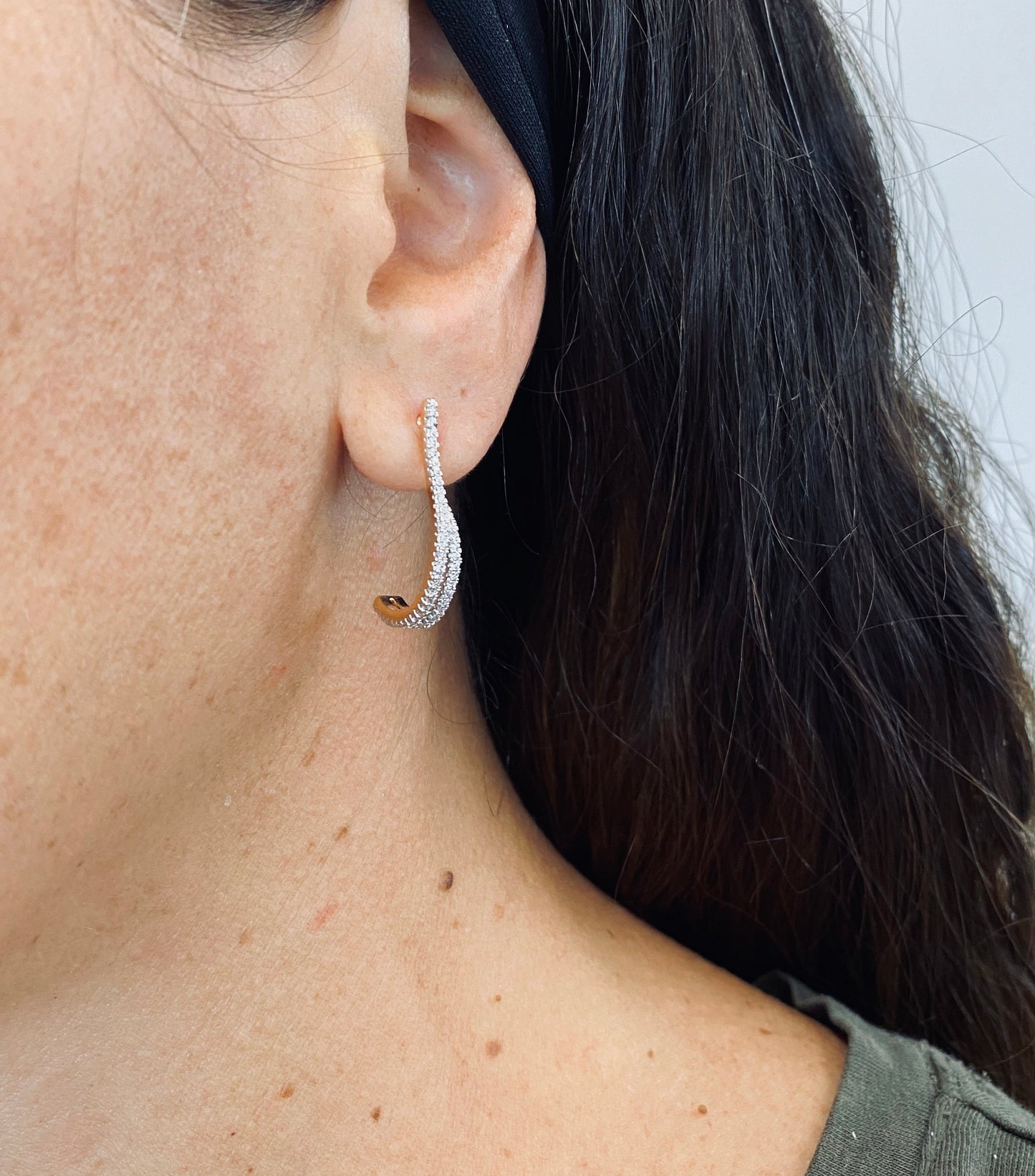 Sparkling Cubic Zirconia J-Hoop Earrings