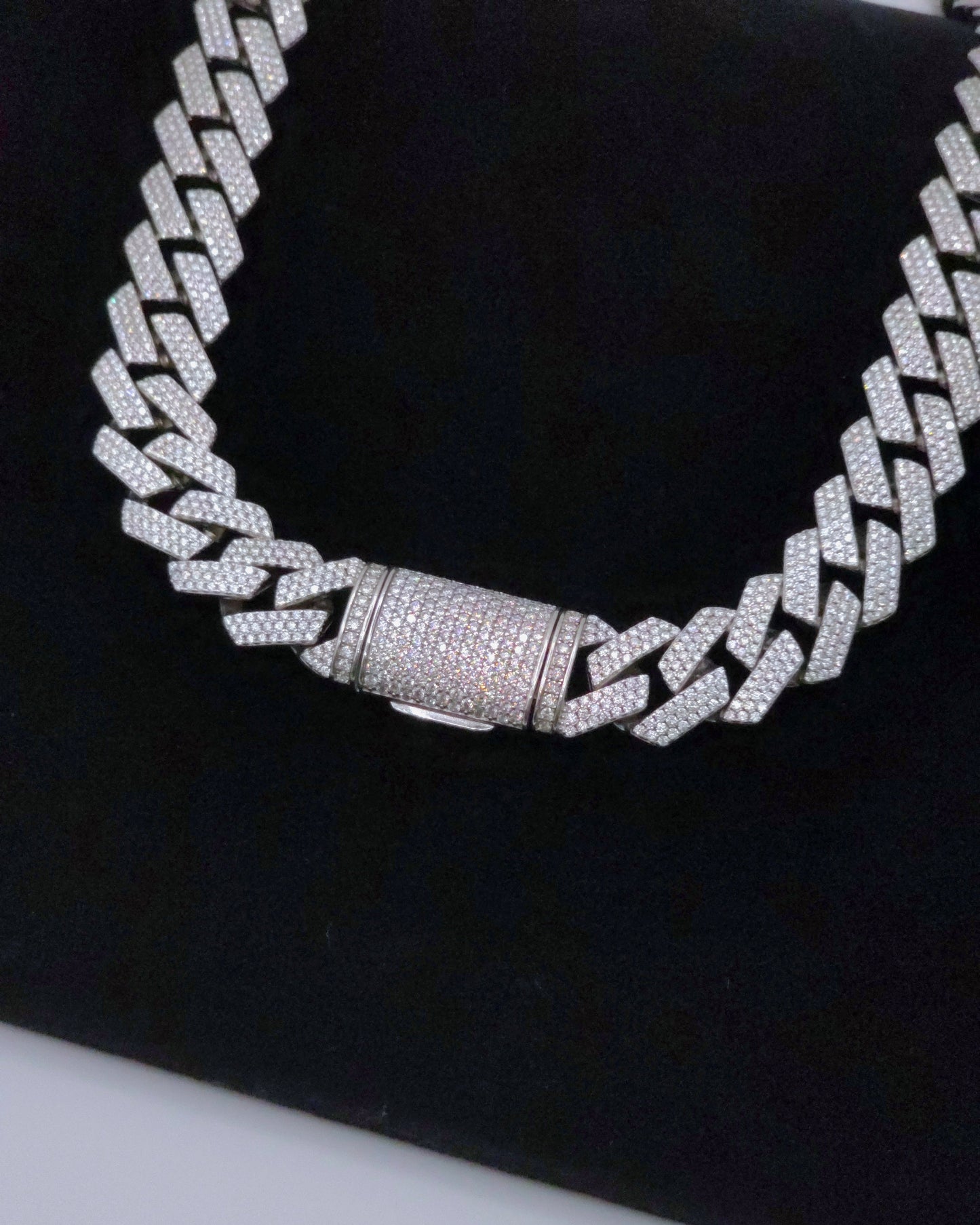 Dazzling 8mm Sterling Silver Micro Pave Moissanite Necklace - 22" - VVS1 & GRA Certified
