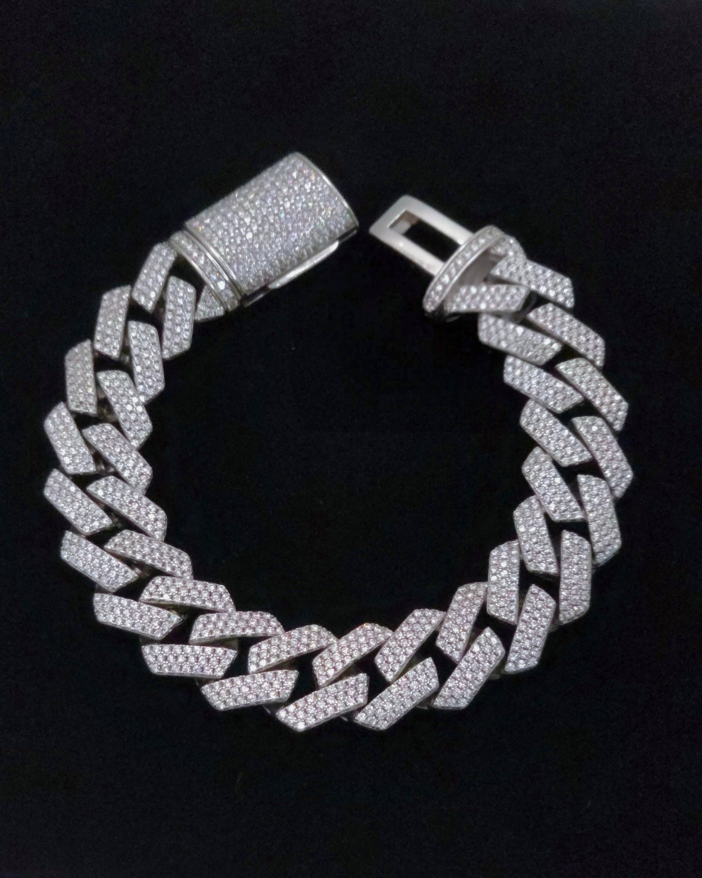 Stunning 10mm Sterling Silver Micro Pave Moissanite Bracelet - 8.5'' - VVS1.1 Clarity & GRA Certified
