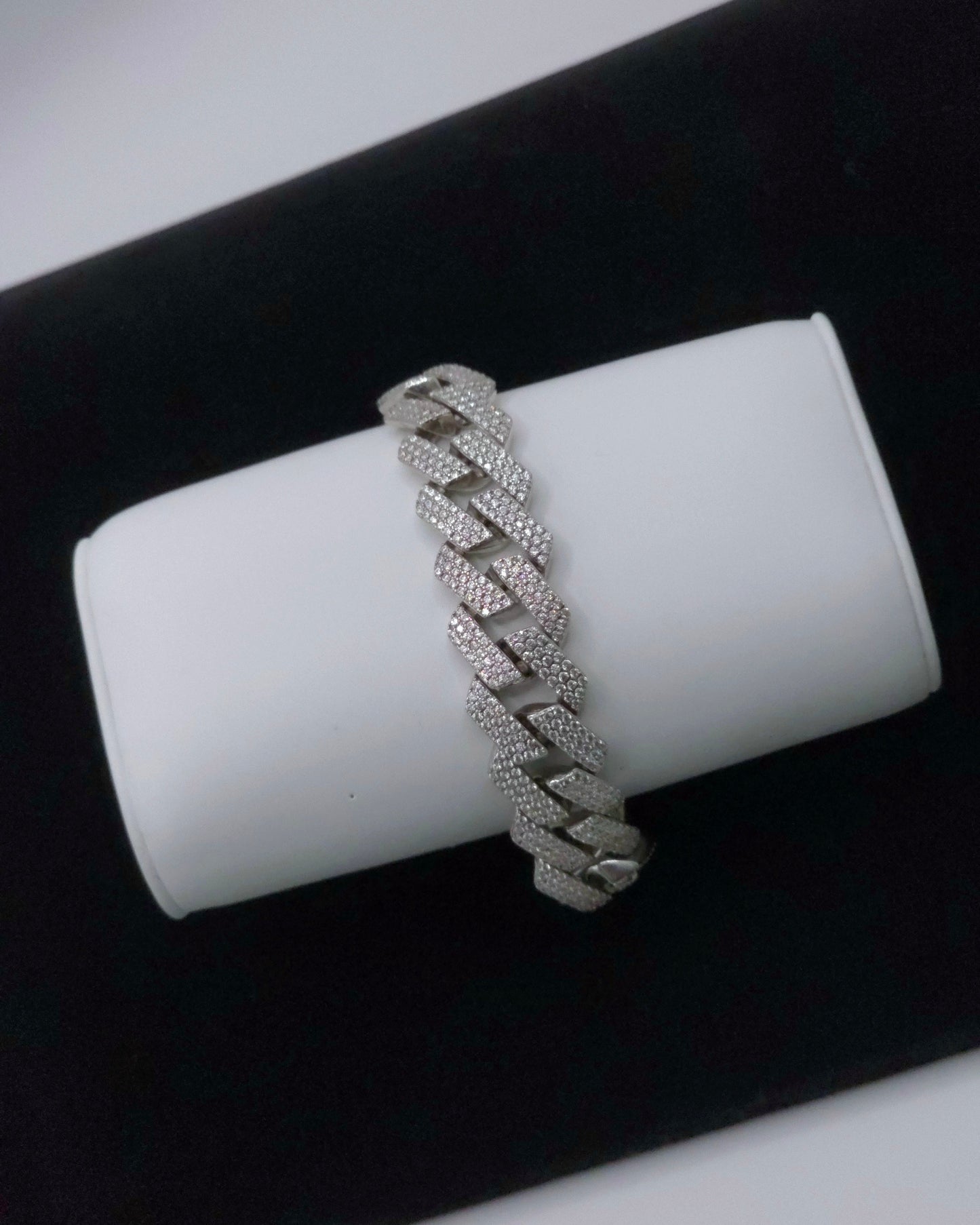 Stunning 10mm Sterling Silver Micro Pave Moissanite Bracelet - 8.5'' - VVS1.1 Clarity & GRA Certified