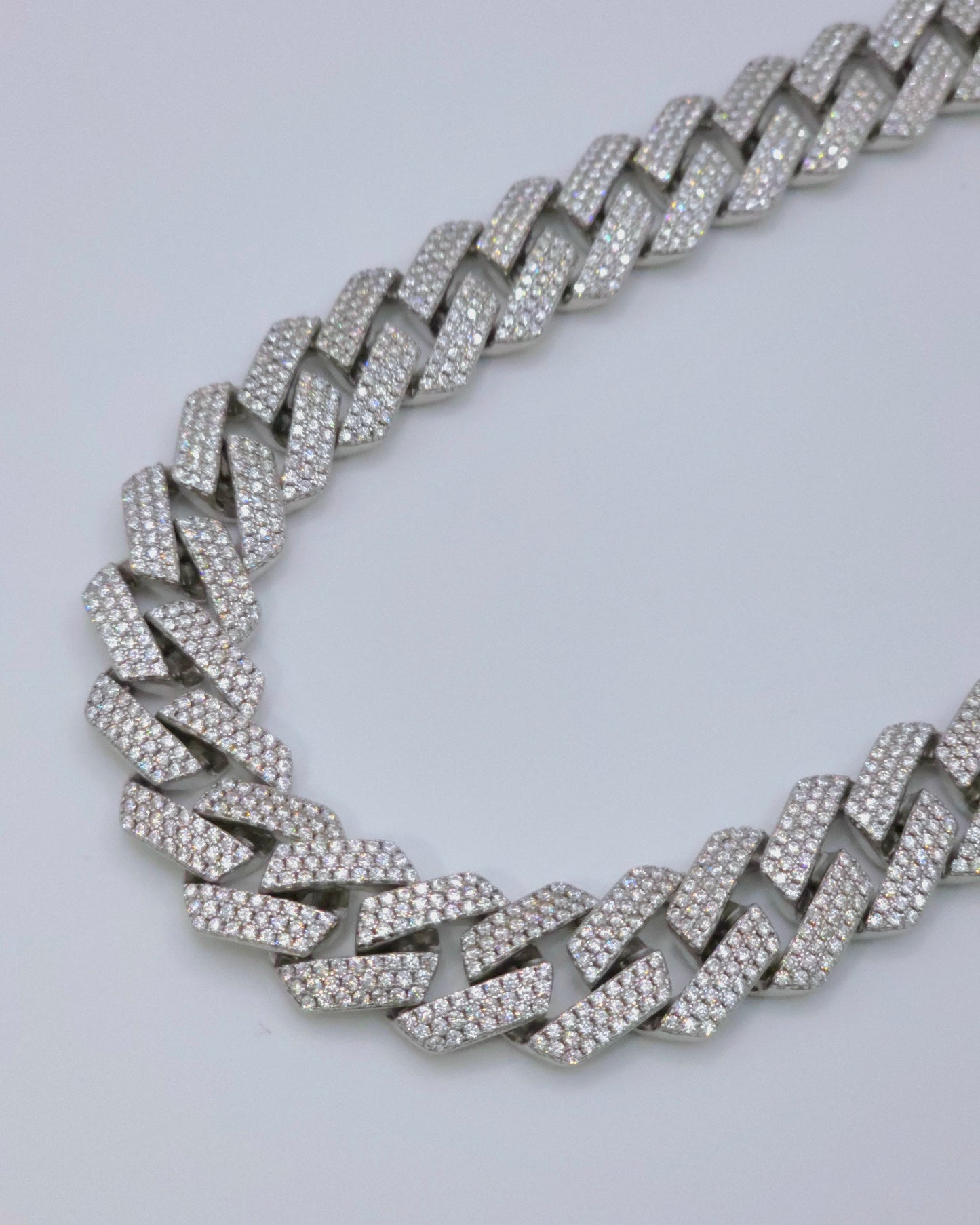 Dazzling 8mm Sterling Silver Micro Pave Moissanite Necklace - 22" - VVS1 & GRA Certified