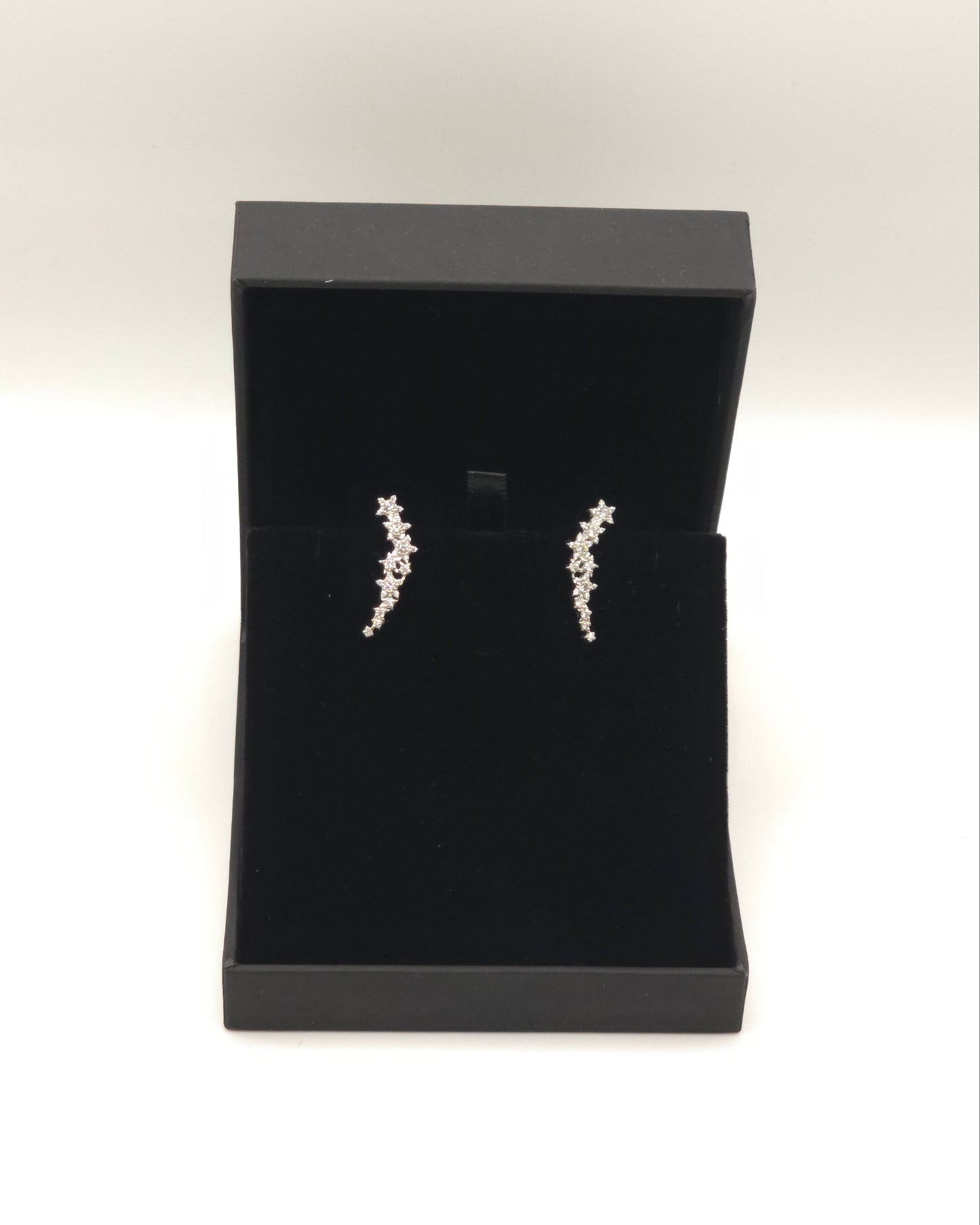 Sterling Silver 925 Cubic Zirconia Star Cluster Crawler Earrings