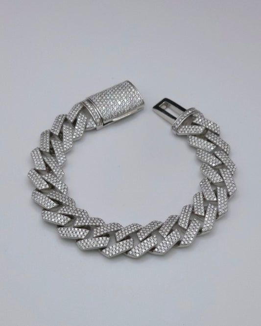 Stunning 10mm Sterling Silver Micro Pave Moissanite Bracelet - 8.5'' - VVS1.1 Clarity & GRA Certified