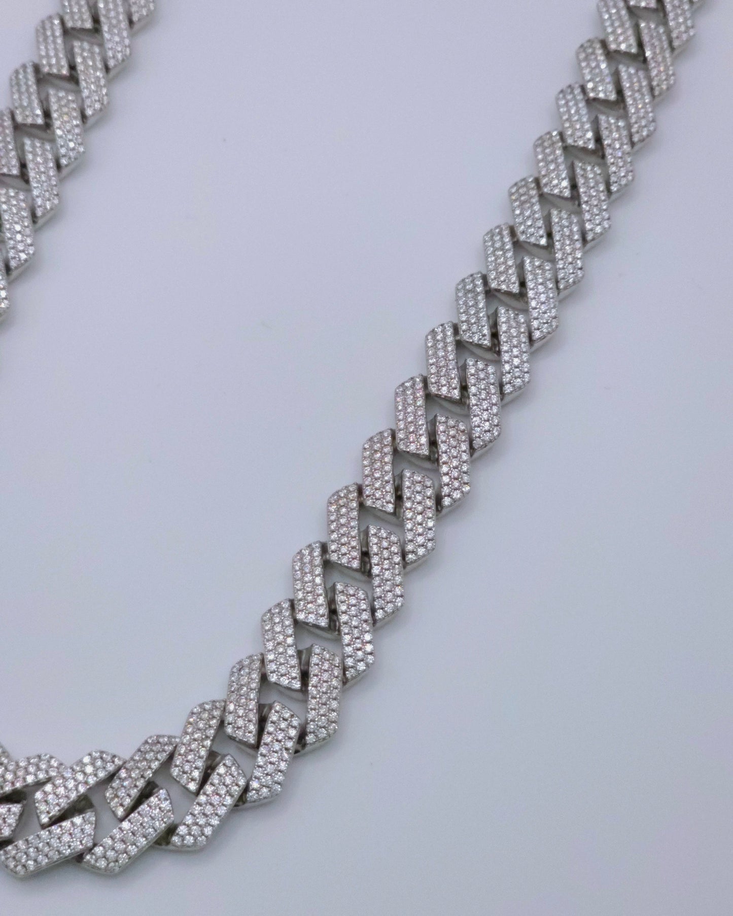 Dazzling 8mm Sterling Silver Micro Pave Moissanite Necklace - 22" - VVS1 & GRA Certified
