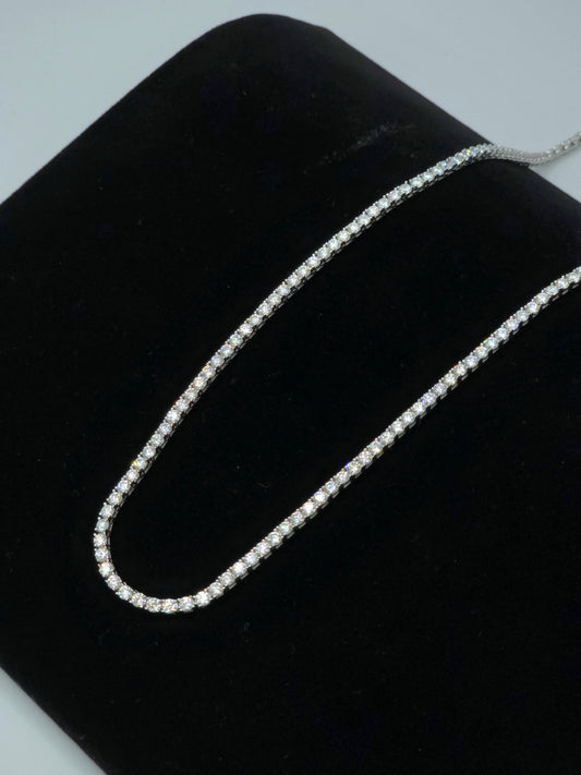 Dazzling 3mm Sterling Silver Moissanite Tennis Chain Necklace - 22" - VVS1 & GRA Certified