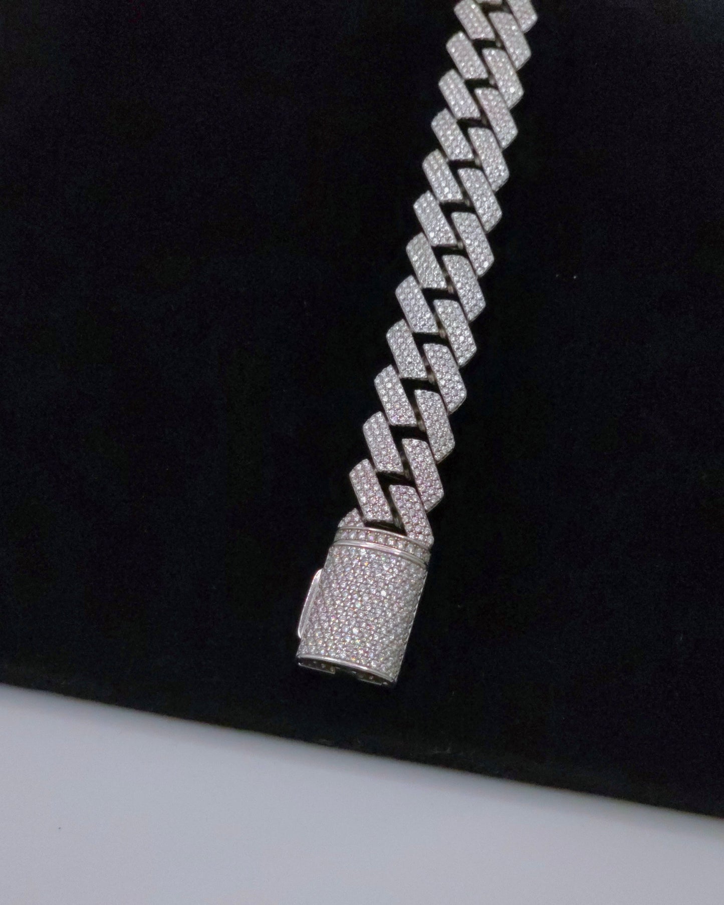 Stunning 10mm Sterling Silver Micro Pave Moissanite Bracelet - 8.5'' - VVS1.1 Clarity & GRA Certified