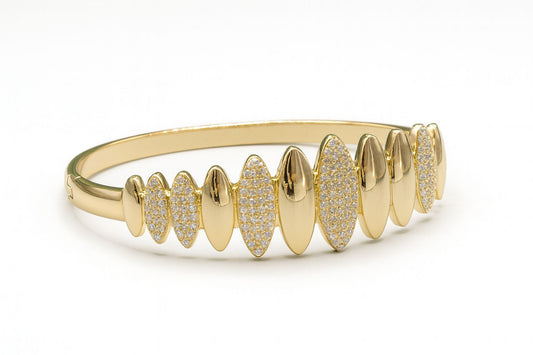 14ct Modern Pavé Marquise Bangle Bracelet