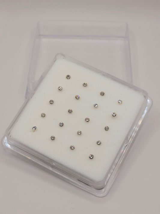 Sterling Silver Cubic Zirconia Nose Stud with Ball End